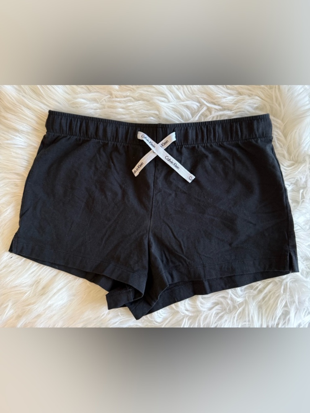 Calvin Klein Black Lounge Shorts with Branded Ribbon Drawstring